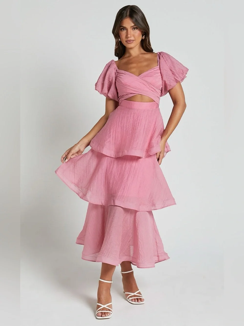 showpo cut out dress Reviena Maxi Dress - Cut Out Cowl Neck Dress in Hot Pink
